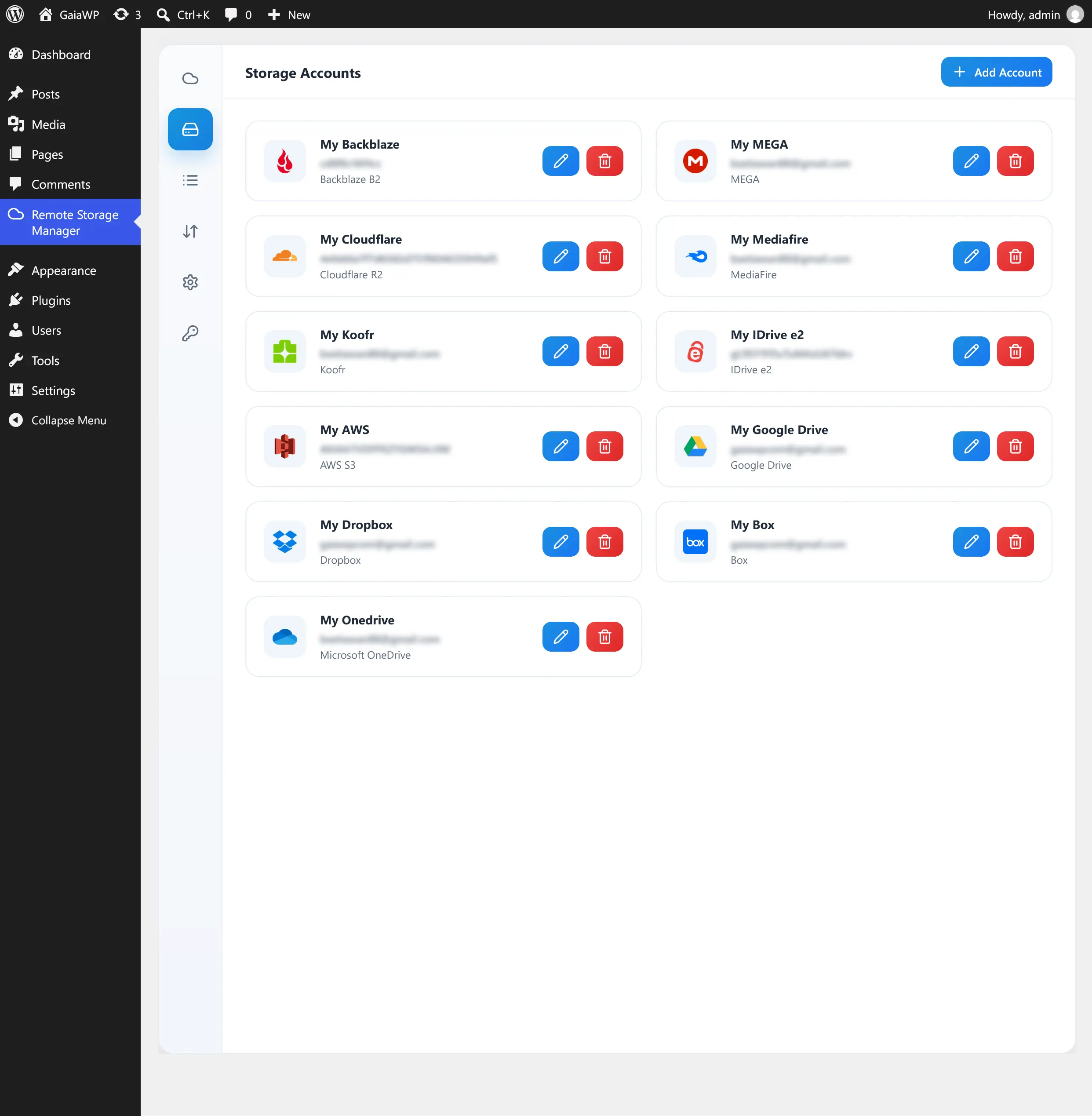 Accounts grid