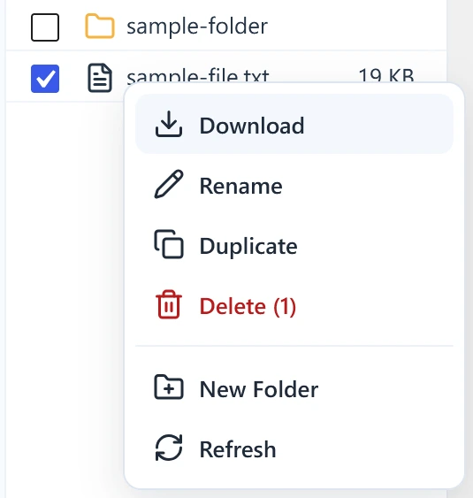 Download action in the context menu